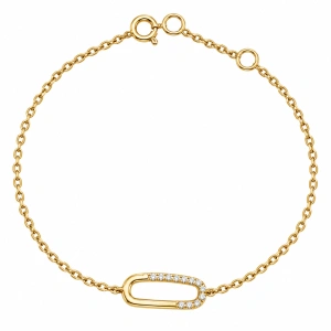 Šperky Nina – Pozlátený strieborný náramok Minimalistický ovál so zirkónmi (16 / 18 cm) - nar zlac 50