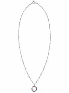 Šperky Nina – Strieborný náhrdelník Kruh s farebnými zirkónmi (45 cm) - nahr 569