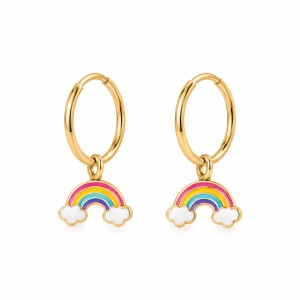 Šperky Nina – Detské pozlátené strieborné náušnice Krúžky Dúha (12 mm) - det 8 
