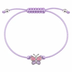Šperky Nina – Detský strieborný šnúrkový náramok Motýlik (12–24 cm) - det 13