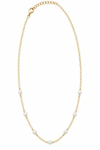 Šperky Nina – Pozlátený strieborný náhrdelník s perličkami (40,5–45,5 cm, 3,7 g) - ret zlac 61