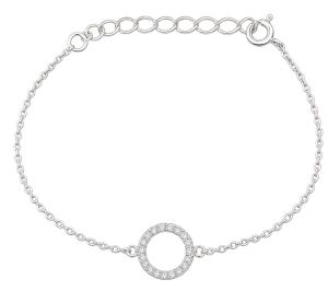 Šperky Nina – Jemný strieborný náramok Trblietavý kruh so zirkónmi (16–20 cm, 1 g) 925/1000 - nar 561