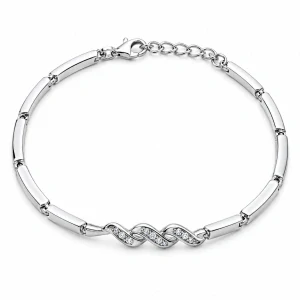Šperky Nina – Článkový strieborný náramok Žiarivá vlna so zirkónmi (17–19 cm, 5,2 g) 925/1000 - nar 562