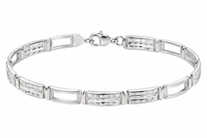 Šperky Nina – Článkový strieborný náramok Geometria s diamantovým brusom (19 cm, 6,8 g) 925/1000 - nar 563