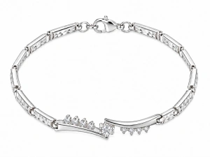 Šperky Nina – Článkový strieborný náramok Asymetrická žiara so zirkónmi (17–19,5 cm, 5,1 g) 925/1000 - nar 564