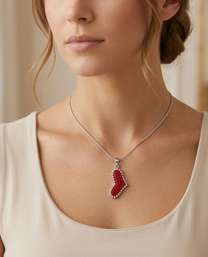 Šperky Nina - Strieborný náhrdelník Asymetrické srdce s kryštály Swarovski – 925/1000 - ret s priv H 004