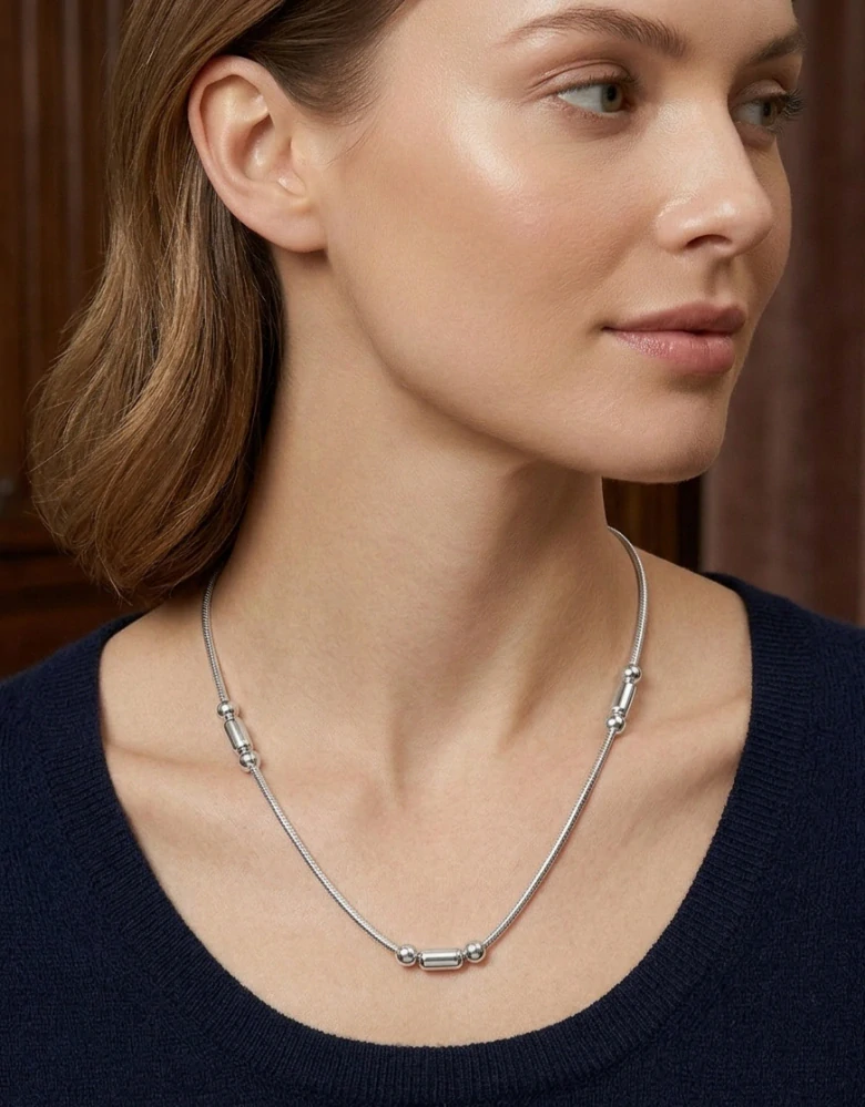 Šperky Nina - Strieborný náhrdelník Italian Style 925/1000 – s guličkami a válečky - ret ag H 038