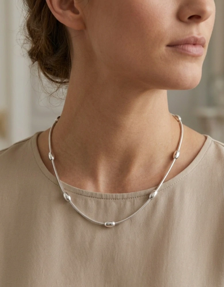 Šperky Nina - Strieborný náhrdelník 925/1000 – elegantný retiazka s válečky (40 cm) - nahr ag H 030