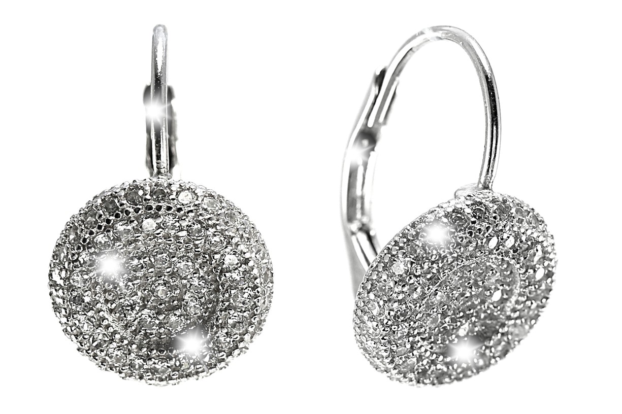 Šperky Nina - Strieborné náušnice Trpytivé medailonky sa zirkóny 925/1000 - ns ag kam H 207