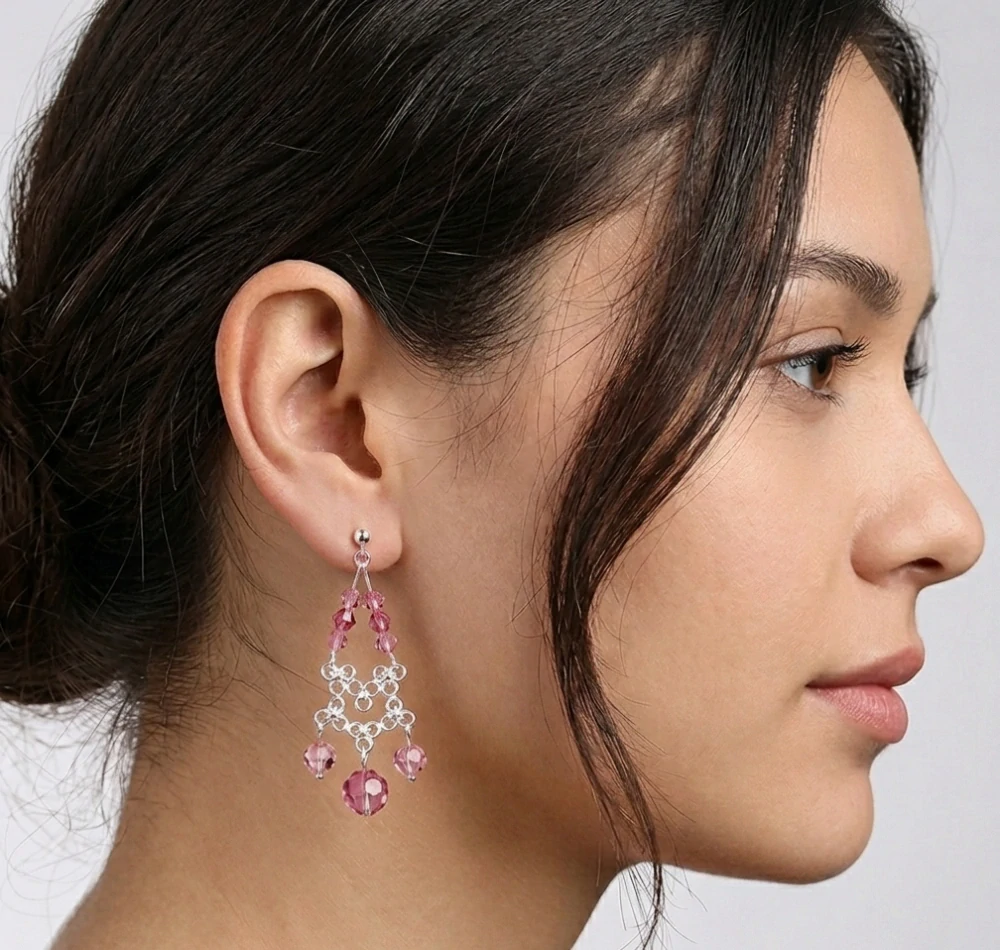 Šperky Nina - Výrazné strieborné náušnice Boho Ruženka – 925/1000 - ns ag kam H 260