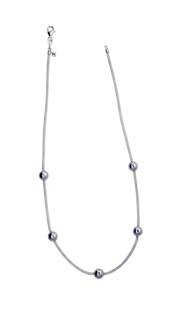 Šperky Nina - Strieborný náhrdelník s guličkami – Geometric Elegance 925/1000 - ret ag H 171
