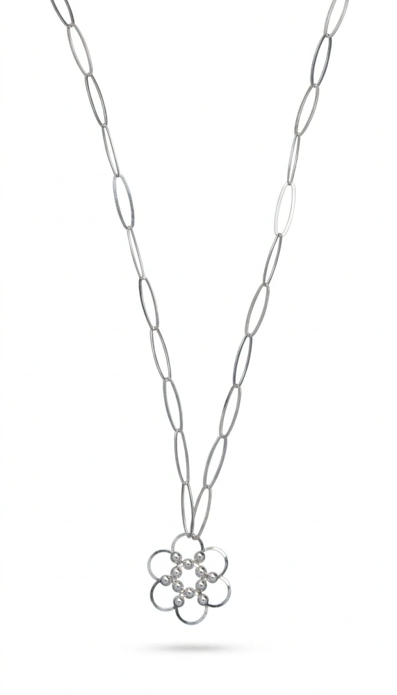 Šperky Nina - Strieborný náhrdelník s kvetinovým motivem 925/1000 – vzdušný design - ret ag H 185