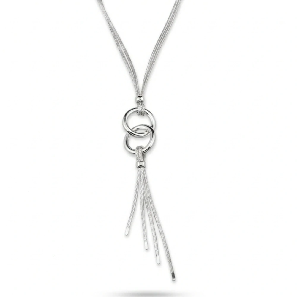 Šperky Nina - Strieborný náhrdelník LUXURY 925/1000 – propletené kruhy a strapce - ret ag H 191