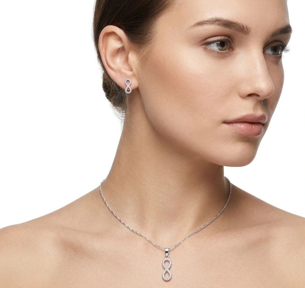 Šperky Nina - Strieborný set nekonečno sa zirkóny 925/1000 - set ag H 121