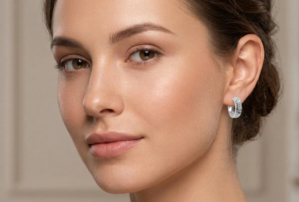 Šperky Nina - Strieborné náušnice kroužky s diamantovým brusem (15 mm) – 925/1000 - nak ag H 272