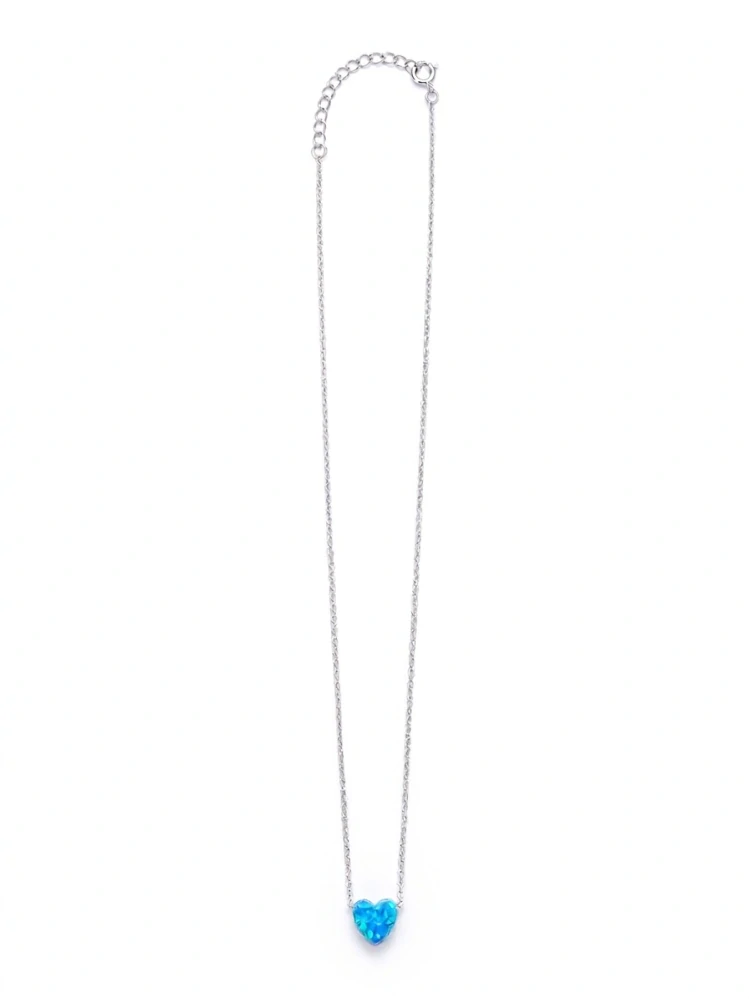 Šperky Nina - Strieborný náhrdelník Minimalistické srdce z modrého opálu 925/1000 - nahr 500