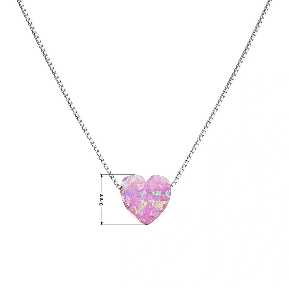 Šperky Nina - Strieborný náhrdelník Ružové opálové srdce 925/1000 – minimalistický - nahr 501