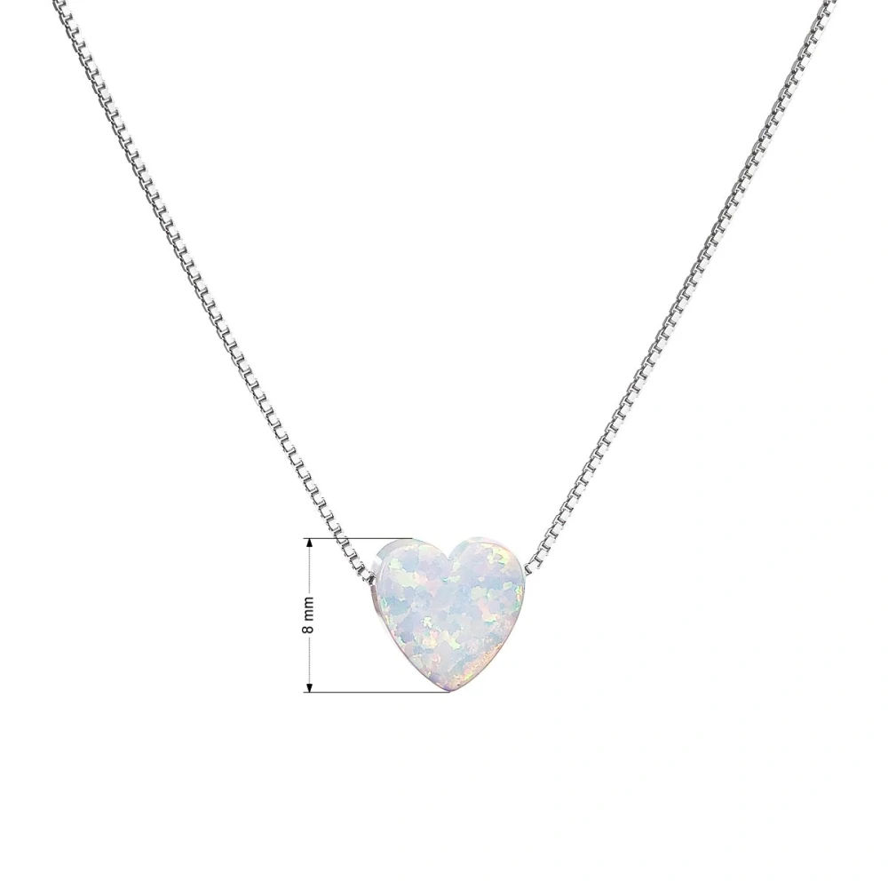 Šperky Nina - Strieborný náhrdelník Mléčné opálové srdce 925/1000 – minimalistický - nahr 502
