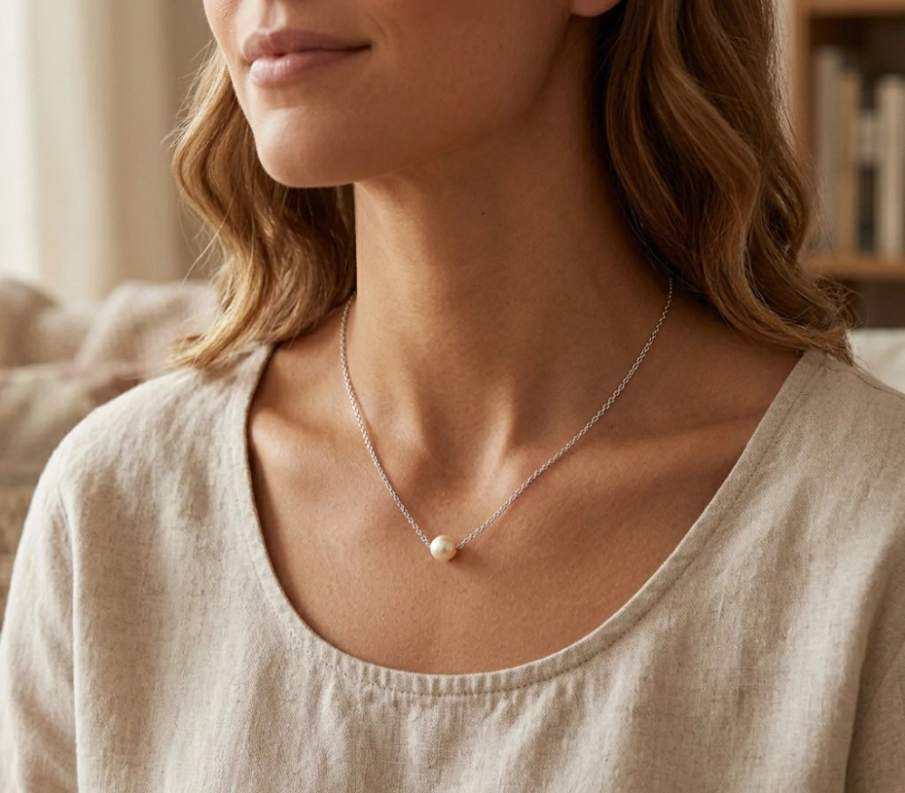 Šperky Nina - Strieborný náhrdelník s perlou Pearl Drop 925/1000 - nahr 503