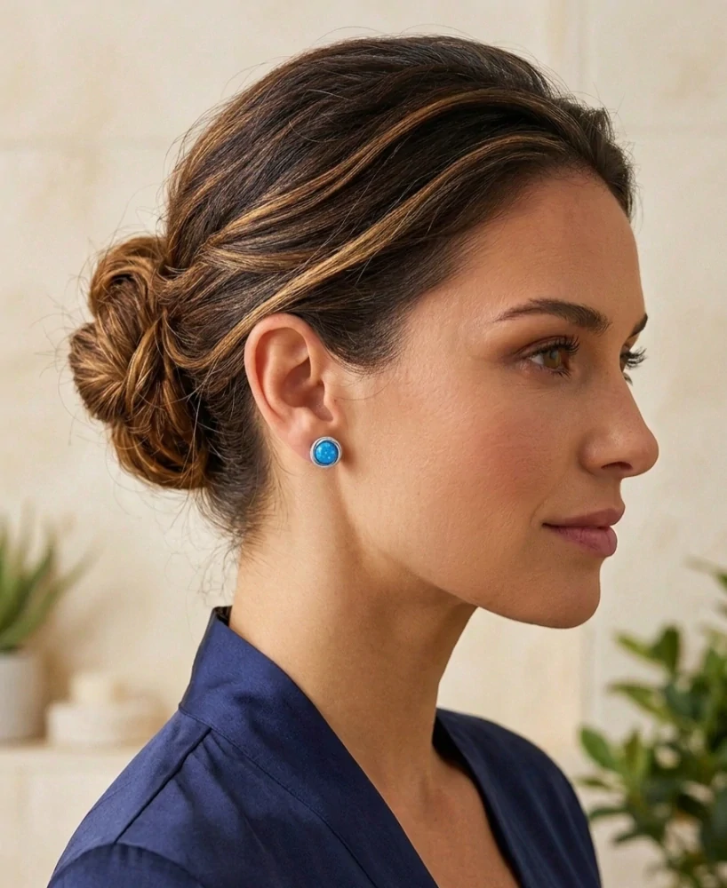 Šperky Nina - Strieborné náušnice Blue Lagoon s opálem vlneného designu 925/1000 - ns ag kam h 323