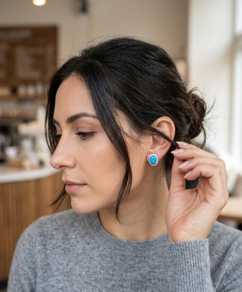 Šperky Nina - Strieborné náušnice Royal Opal s vencem zirkónu 925/1000 - ns ag kam h 325