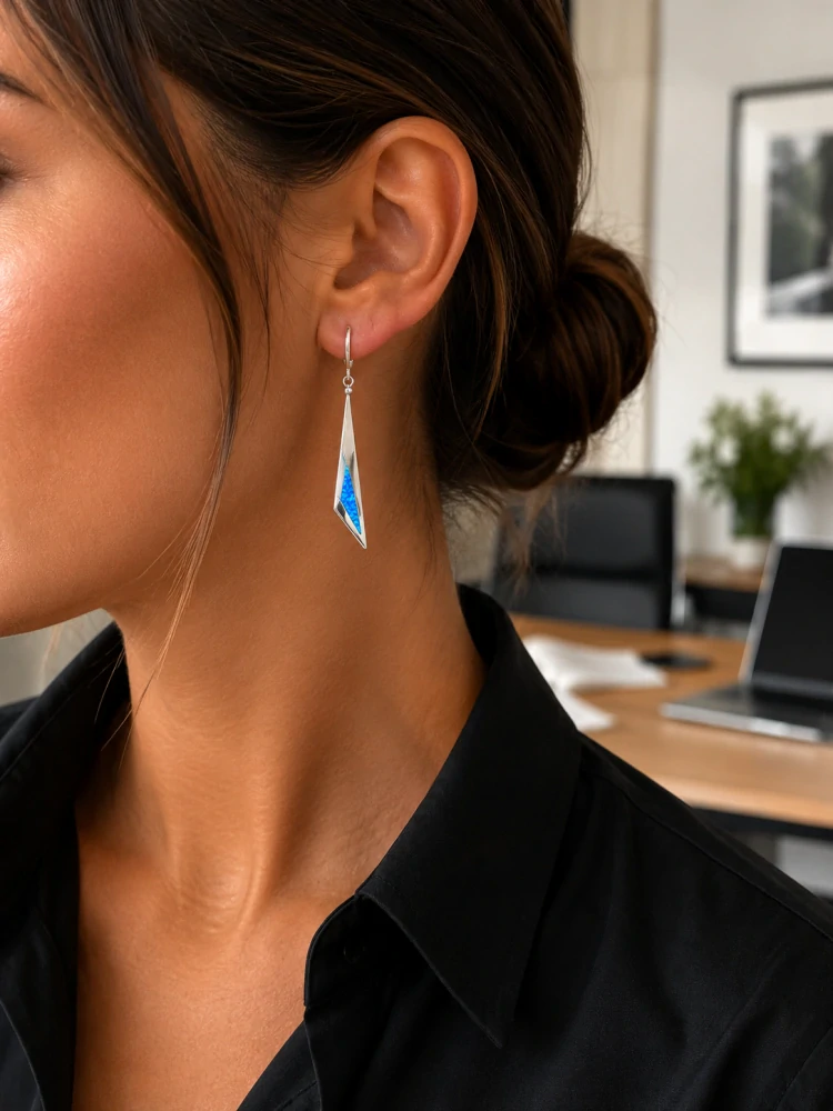 Šperky Nina – Strieborné náušnice Modrý krystal s opálom (na patent) 925/1000 - ns kam 339