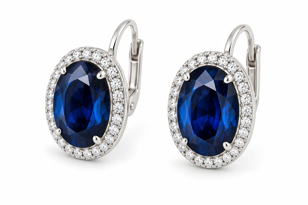 Šperky Nina – Strieborné náušnice Kráľovská modrá v štýle Lady Diana (12 mm) - ns kam 501