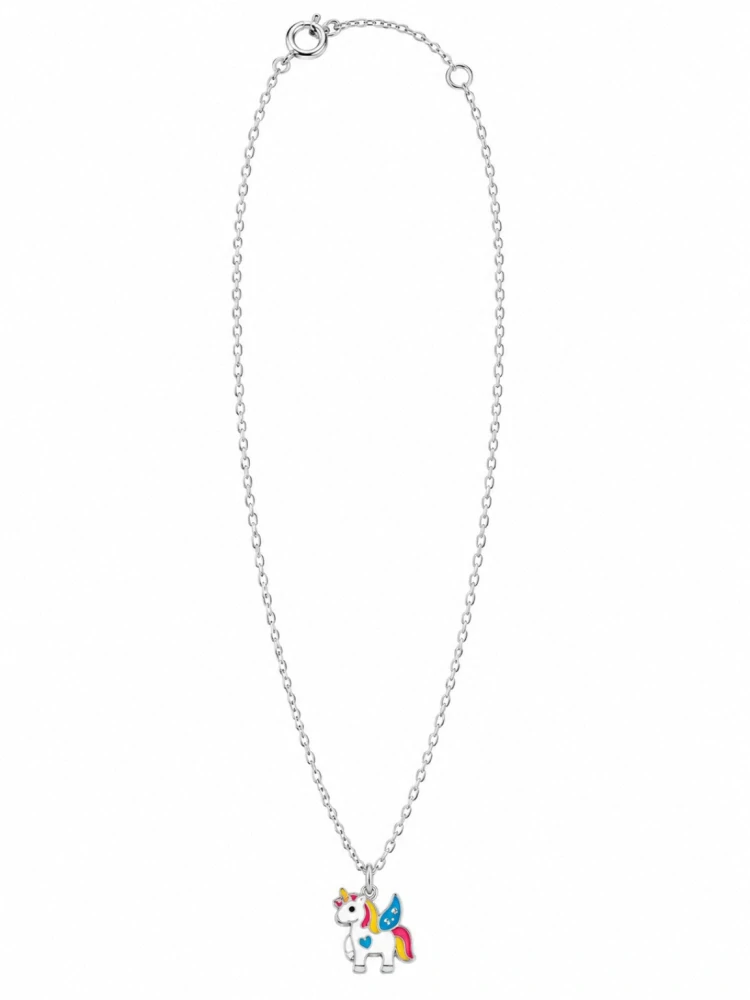 Šperky Nina – Detský strieborný náhrdelník Jednorožec s kryštálmi (36 + 3 cm) - det 1