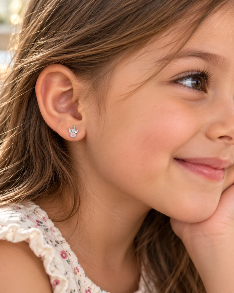 Šperky Nina – Detské strieborné náušnice Gesto lásky so zirkónmi (8 mm) - det 41