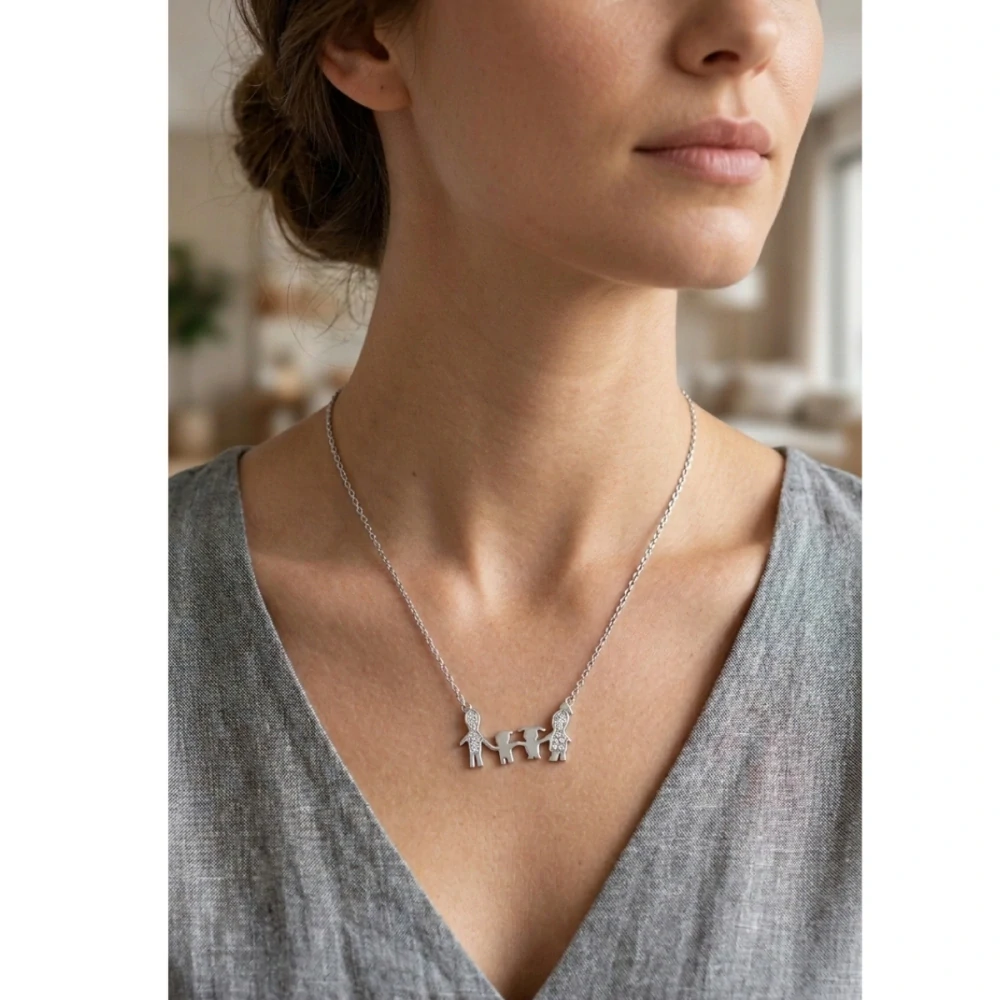 Šperky Nina - Strieborný retiazka Rodina – maminka, tatínek, syn a dcéra 925/1000 - ret ag H 187