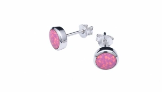 Šperky Nina - Strieborné náušnice s ružovým opálem (8 mm) – 925/1000 - ns ag kam H 292