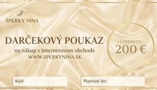 Šperky Nina - Darčeková poukážka 200 € - cert200